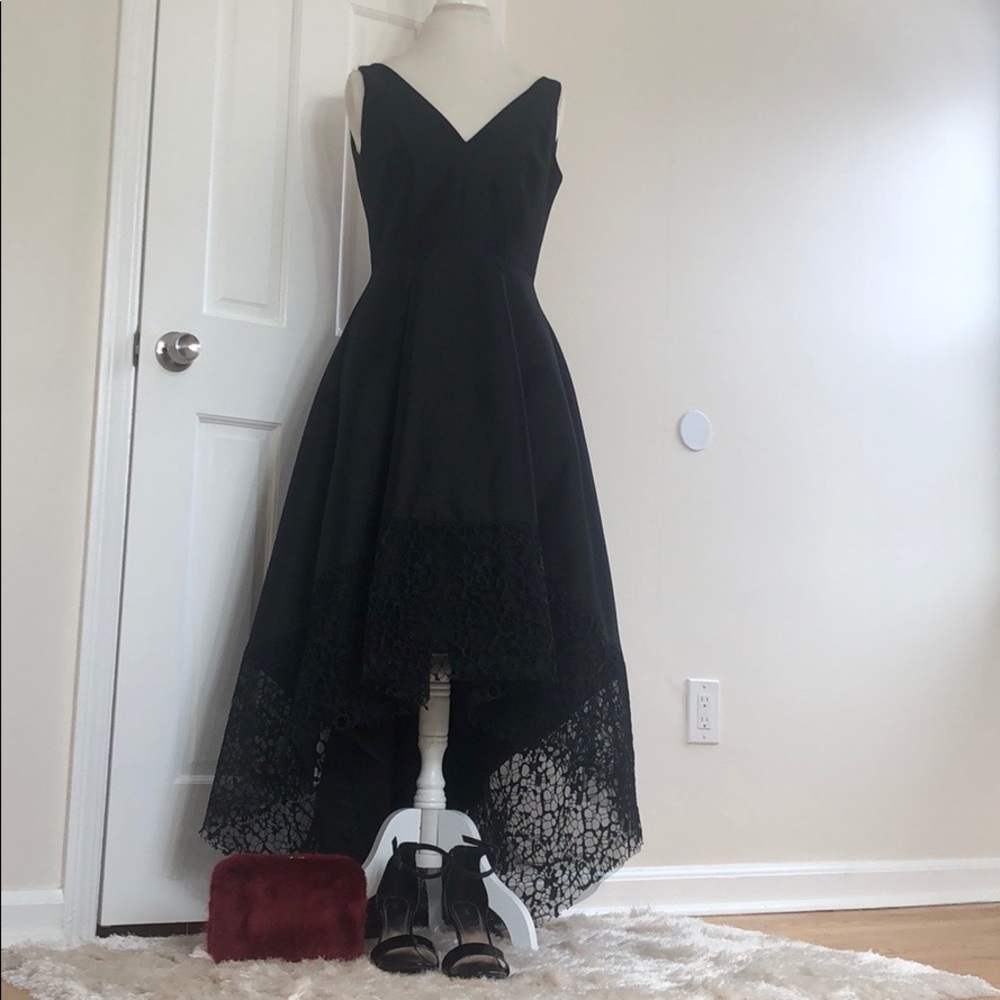 New! Black Betsy & Adam High-Low Ballgown Dress - Picture 2 of 5
